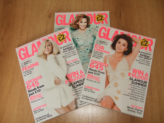 three magazines with three different women on front