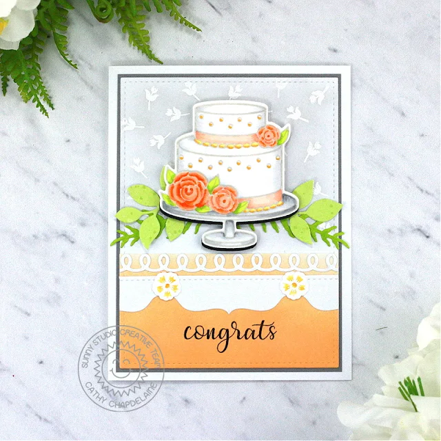 Sunny Studio Stamps: Special Day Wedding Card by Cathy Chapdelaine (featuring Icing Border Dies, Spring Greenery, Stitched Rectangle Dies)