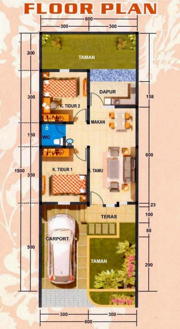 Terpopuler 44 Desain Rumah 6x15 Sederhana 3 Kamar Motif Minimalis