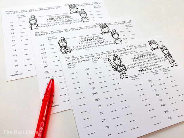 Rounding table practice pages