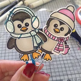 Sunny Studio Stamps: Bundled Up Penguin Planner Paperclip Toppers by Monique.