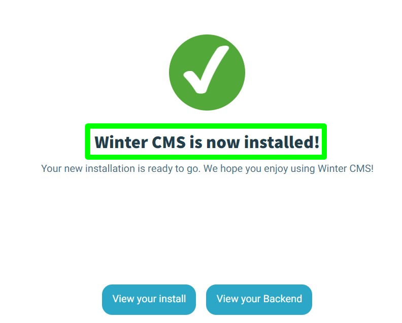 winter cms successfully installed