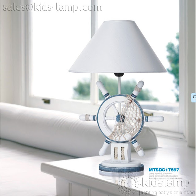 Beach style nautical kids table lamps