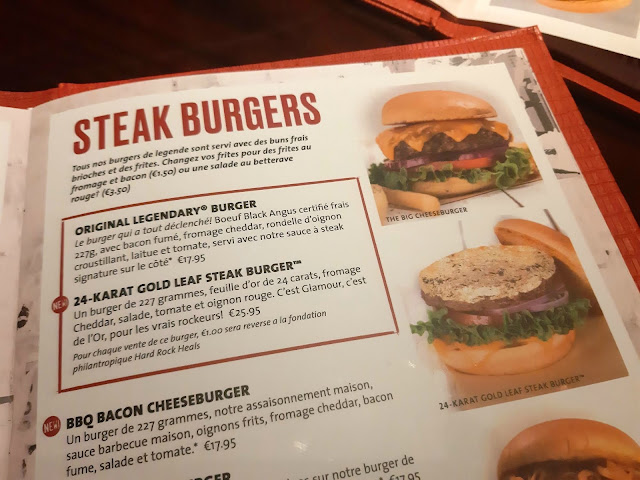 Hard Rock Cafe Paris HRC menu nouvelle carte restaurant burger