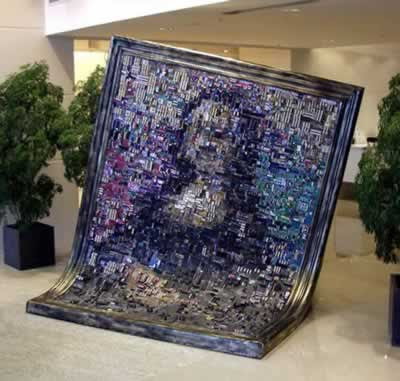 Mona Lisa made of computer chips ,ASUS headquarters