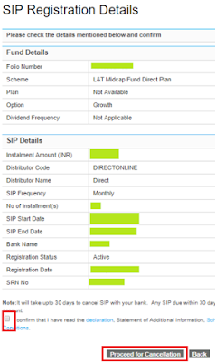 LnT Mutual Fund - Cancel SIP