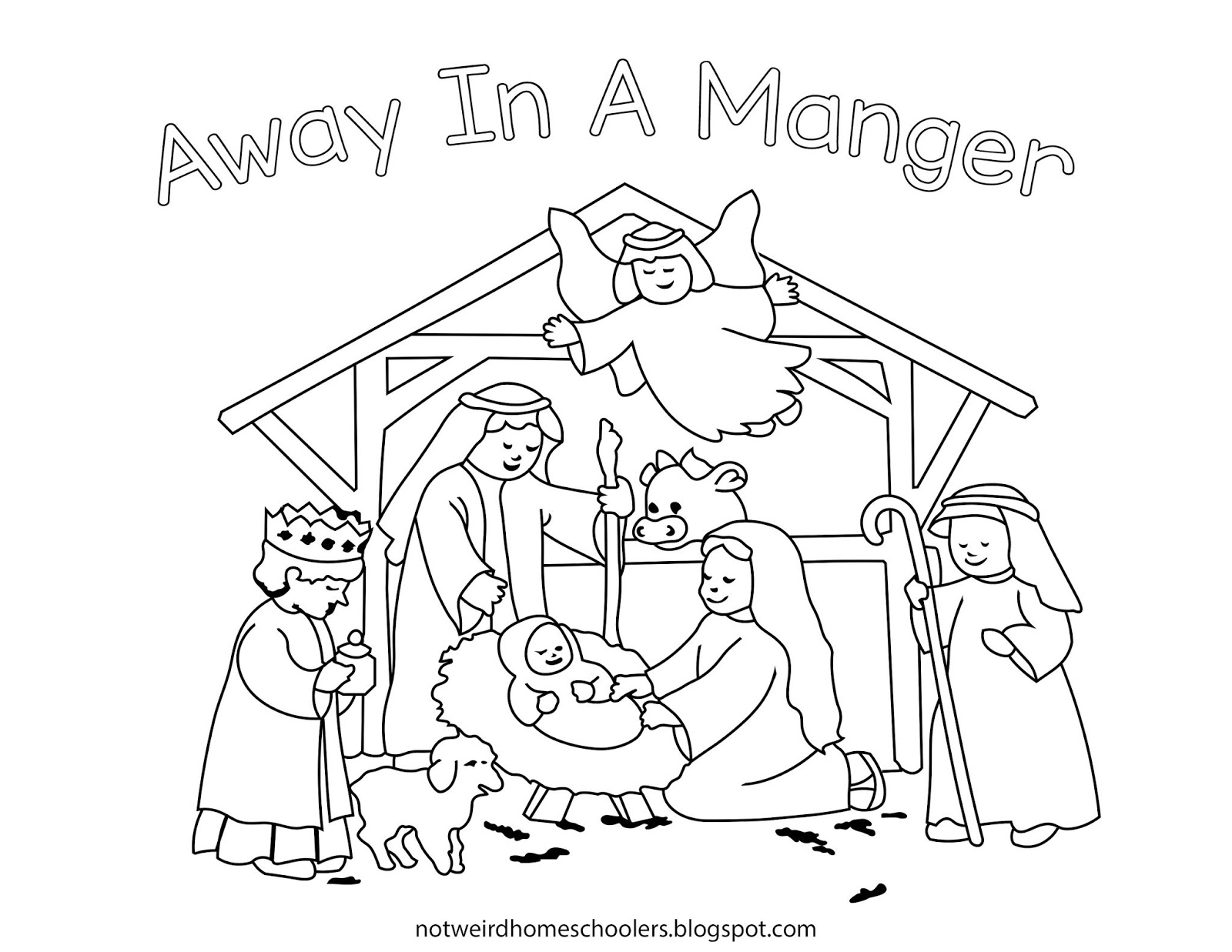 Download FREE HOMESCHOOLING RESOURCE!!! Nativity Scene Coloring Page