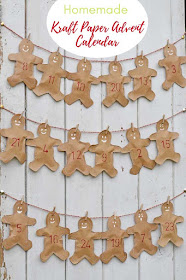 homemade kraft paper advent calendar gingerbread men