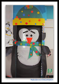 Penguin Themed Winter Decorated Classroom Door via RainbowsWithinReach