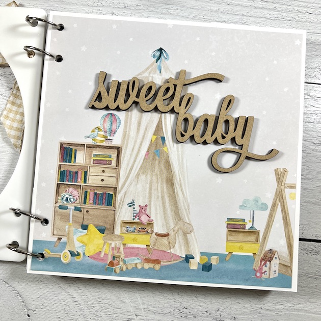 Sweet Baby Scrapbook Album with wooden title