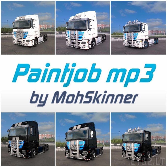 [ETS2 1.34] MohSkinner – Truck Skins – Mercedes MP3 Sample Blue Paintjob