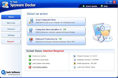 Spyware Doctor Status Screen