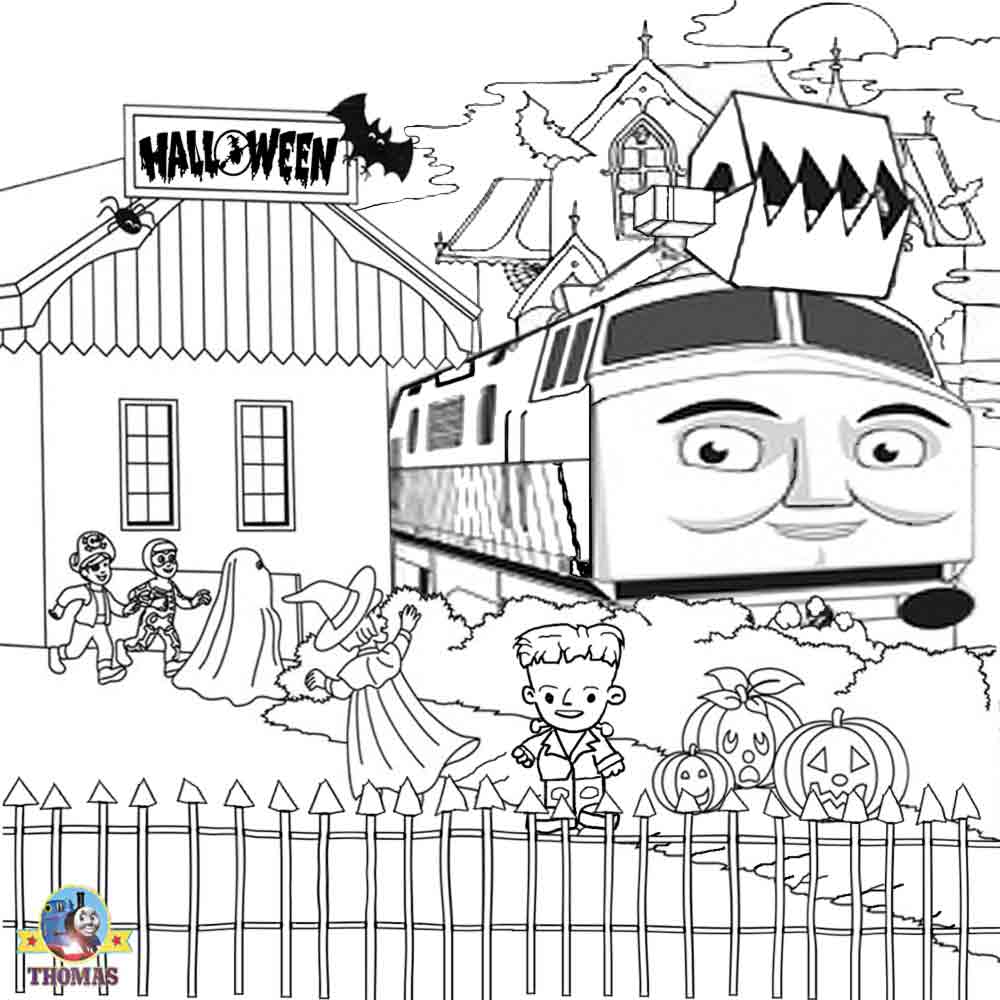 Diesel 10 Thomas the train coloring free Halloween pictures to color printable graphics for kids art