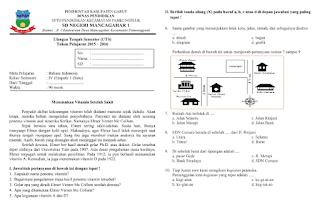 Soal UTS Bahasa Indonesia KTSP Kelas 4 Semester 1