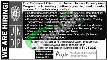 UNDP Pakistan Jobs 2023 Online Apply Current April Openings Advertisement