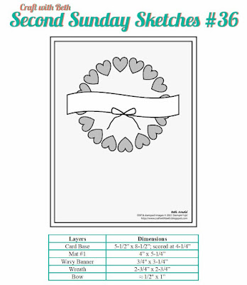 Craft with Beth: Stampin' Up! Second Sunday Sketches card sketch challenge graphic #36 with measurements