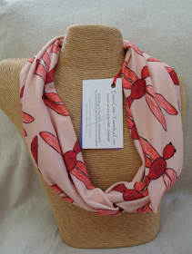 Red Dragonfly infinity scarf by Kristen Bellotti, alternatively styled.
