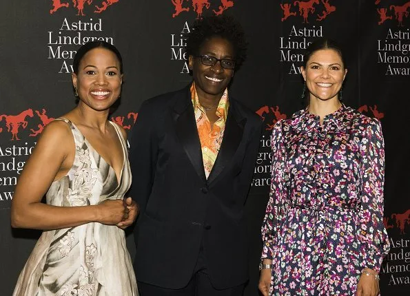 Crown Princess Victoria wore &Other Stories Floral Print Maxi Dress and By Malene Birger Paxilow pumps. American author Jacqueline Woodson