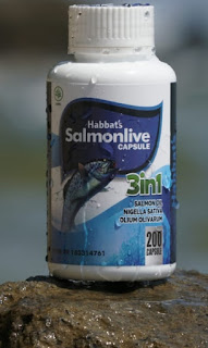 Salmonlive isi; Salmon oil, nigella sativa, olium olivarum, harga murah di Jonadoctor Health and business