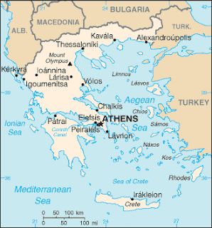 Map of Athens, Patral, Crete, Rhodes, Lavnon, Chalkis, Volos, Mount Olympus, Greece