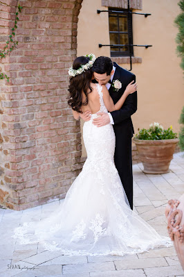 bride and groom kiss