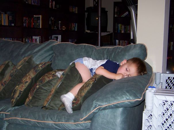 15+ Hilarious Pics That Prove Kids Can Sleep Anywhere - Told Him To Go To Bed....