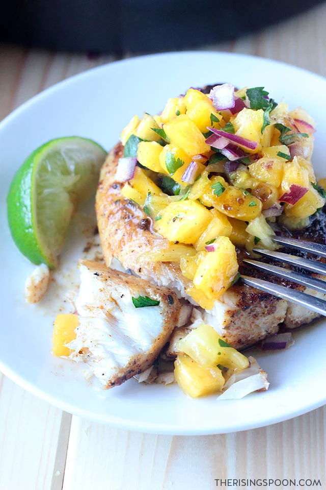 Easy, Healthy, Cheap & Quick Fish Recipe: Pan-Seared Mahi Mahi with Pineapple Salsa