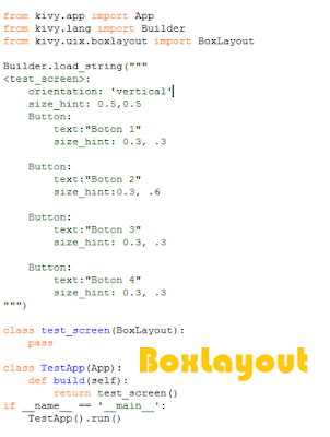 codigo para aprender a usar el Boxlayout en kivy