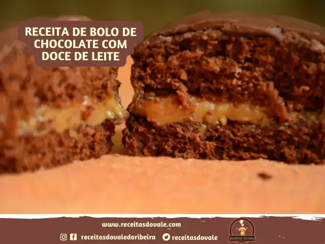 Receita de Bolo de Chocolate com doce de leite