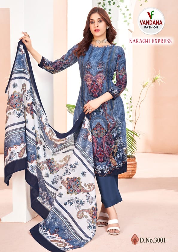 Karachi Express Vol 3 Vandana Soft Cotton Swarovski Work Pant Style Suits