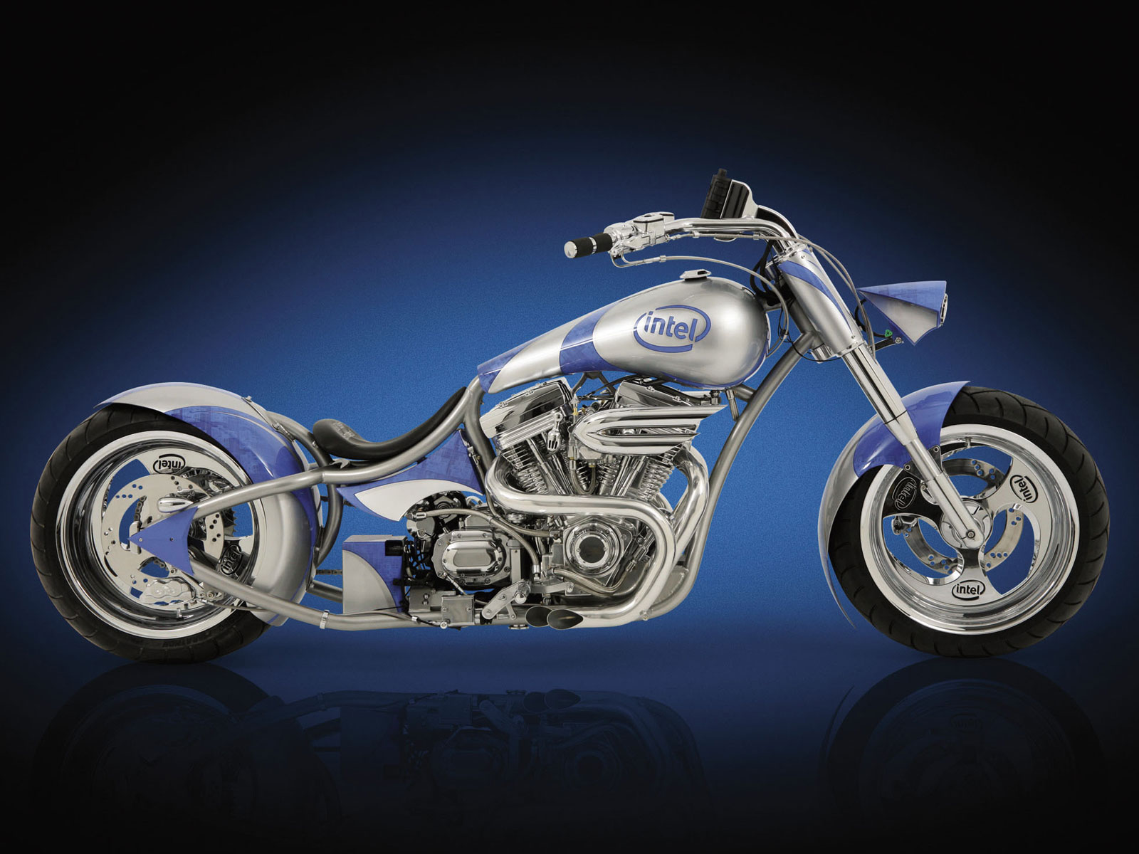 wallpaper-best-size: Intel Blue Sider Chopper Motorcycle
