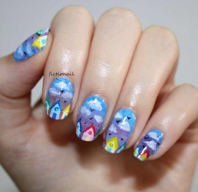 Sunrise Beach Hut Nail Art