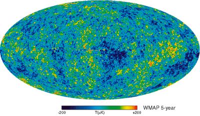 Five-Year Wilkinson Microwave Anisotropy Probe (WMAP) Observations: Data Processing, Sky Maps, and Basic Results. Credit Source: WMAP Science Team