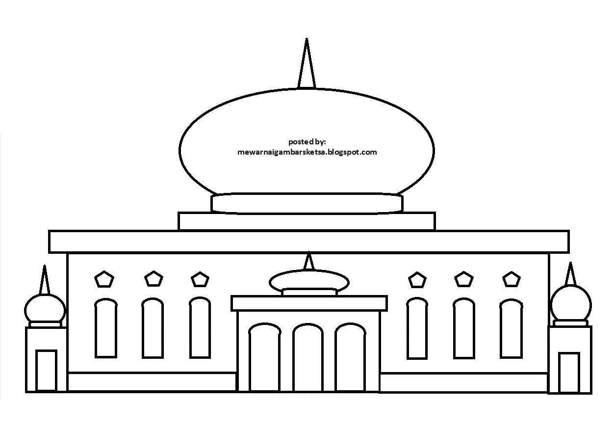 Mewarnai Gambar Mewarnai Gambar Sketsa Masjid 39