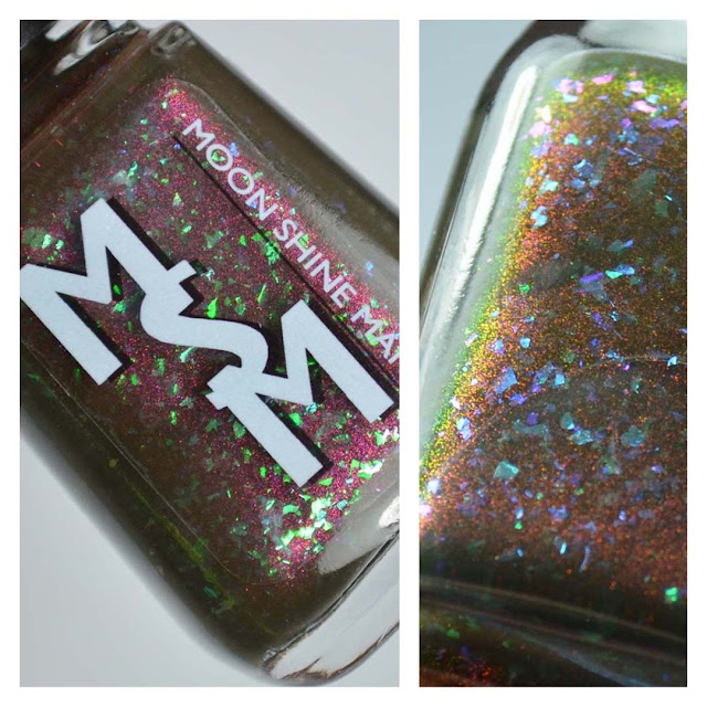 navy nail polish with shimmer and glitter in a bottle