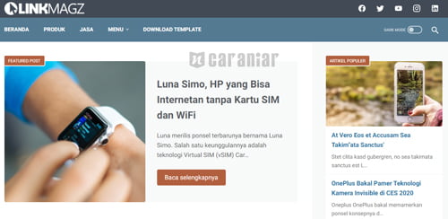 Template Blogger Link Magz dari Mas Sugeng.id, template blogger  Ringan Speed Skor Mendekati 100