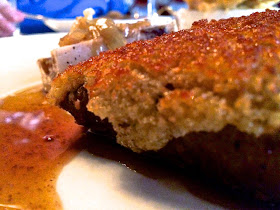 12 oz. Flat Iron Wagyu Steak also aged for 45 Days and grilled over Mesquite, Hickory and Pecan woods with a Bleu Cheese Crust