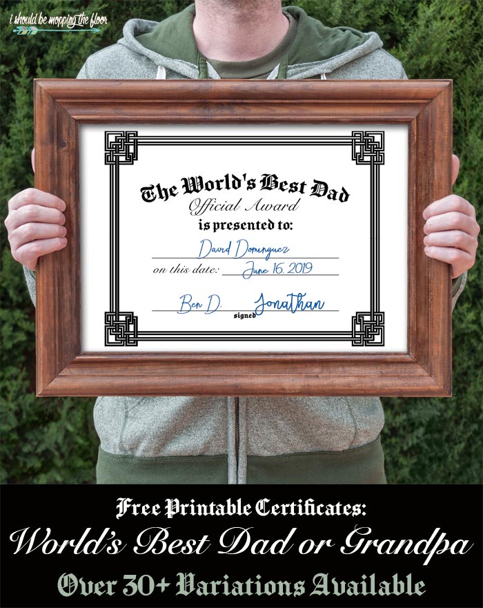 Download 31 Free Printable Father S Day Certificates I Should Be Mopping The Floor