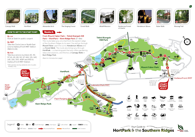 Southern Ridges latest map - including Labrador Nature Reserve, Berlayer Greek Boardwalk, Bukit Chermin Boardwalk