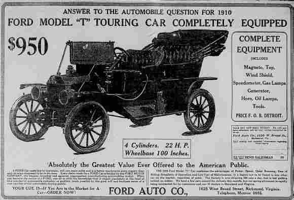 Wordless Wednesday 1910 Ford Model T Fully equipped I like the price