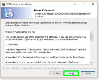 lisans sözleşmesini kabul edin