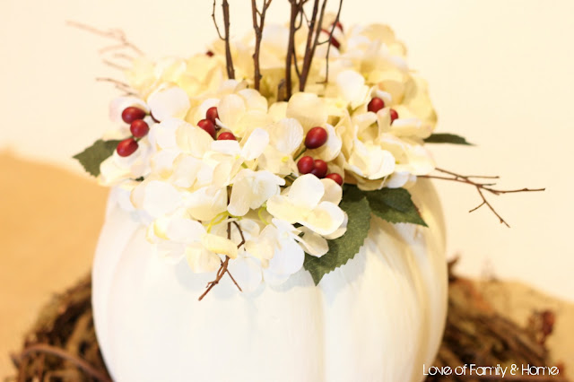 These pumpkin centerpieces were one of two different centerpieces used for 