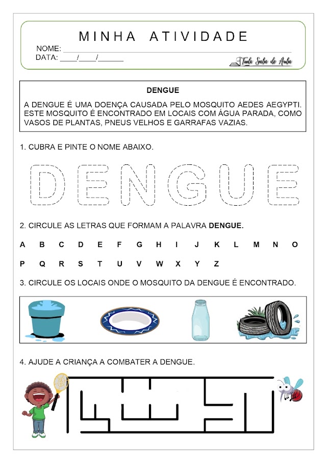 Atividades sobre a dengue para educação infantil