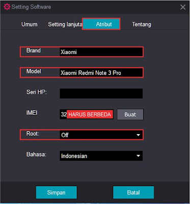 Setting Software Atribut KOPLAYER