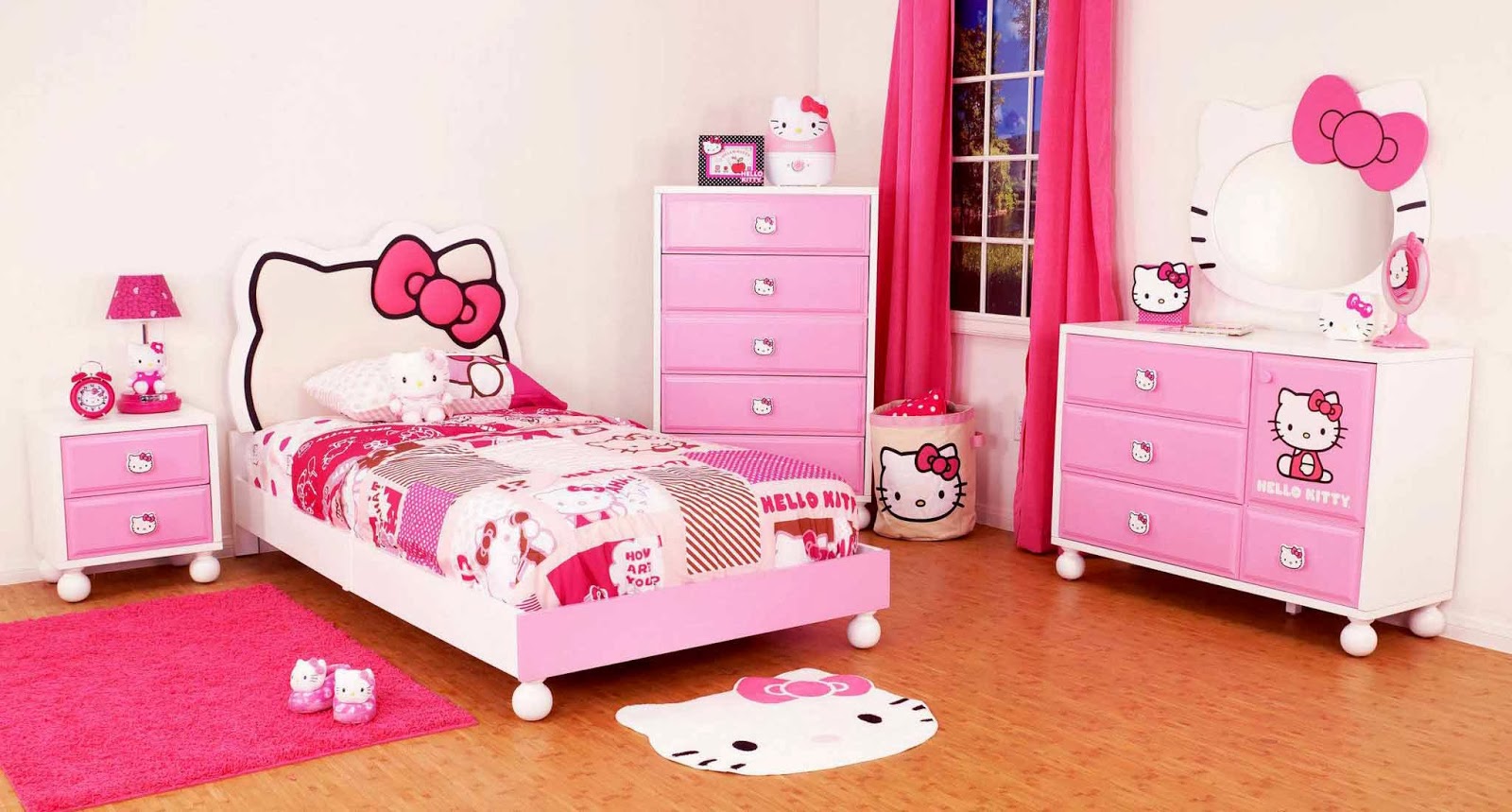 Foto Desain Kamar Tidur Anak Cewek Simple Warna Pink 