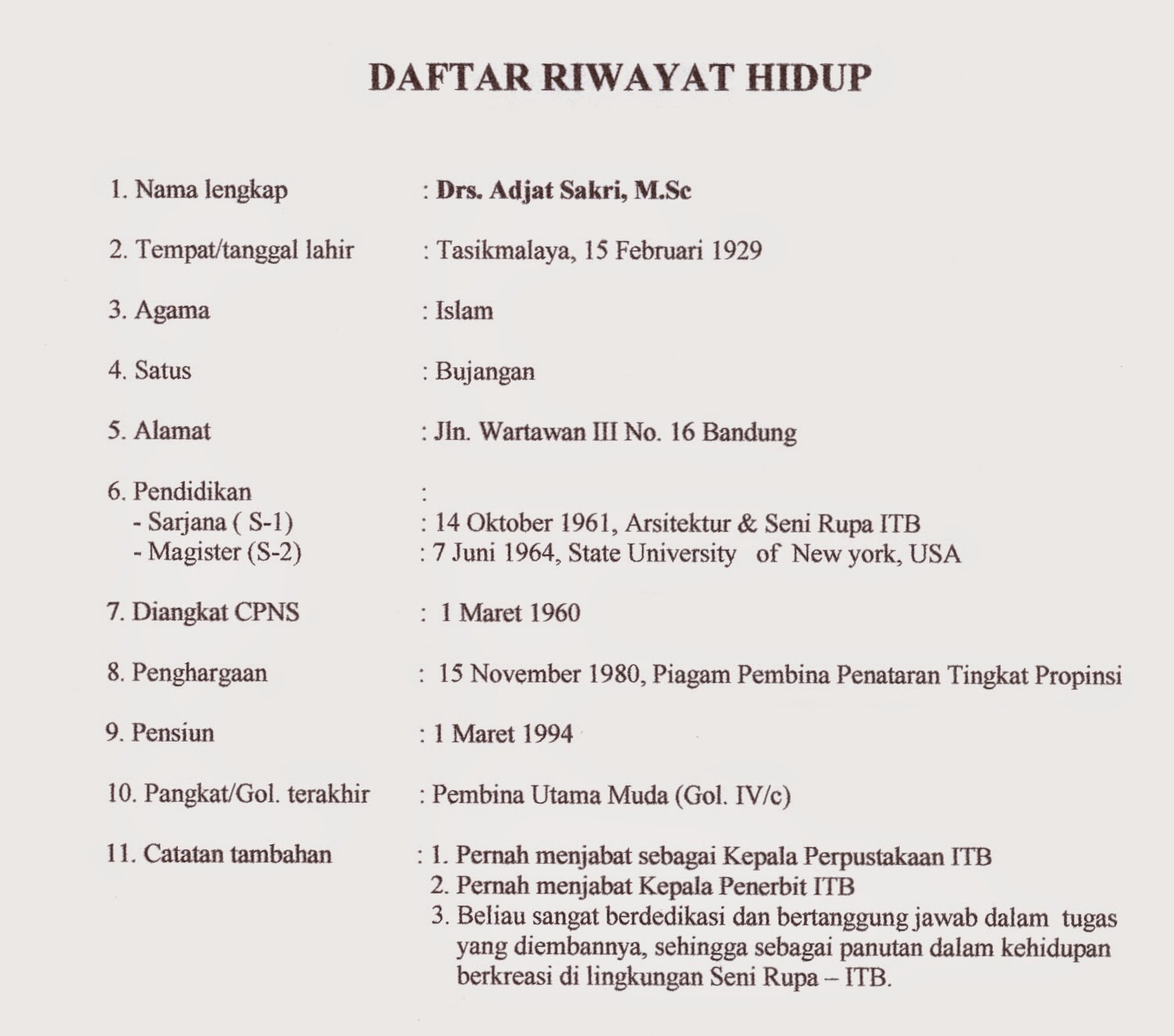 Contoh Daftar Riwayat Hidup LAMARAN KERJA DLL