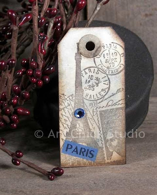 Paris Altered Art Tag