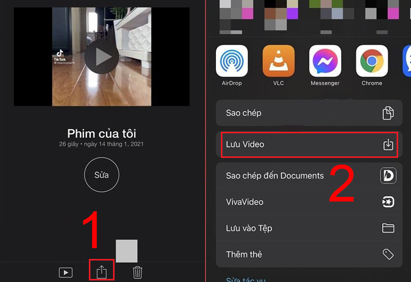 Lưu video vào Thư viện ảnh