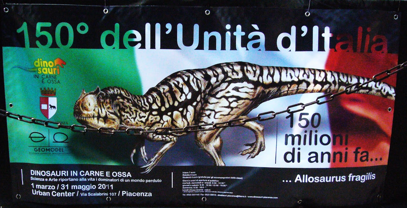 Fino al 31 Maggio 2011 26 giugno 2011 a Piacenza c ¨ la mostra "DINOSAURI IN CARNE E OSSA" Se avete in casa un amante del genere portatecelo