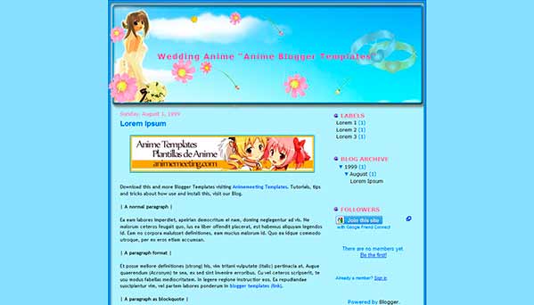 'Plantilla Anime Blogger' Wedding Anime Template